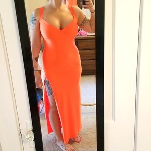 Bright neon orange dress